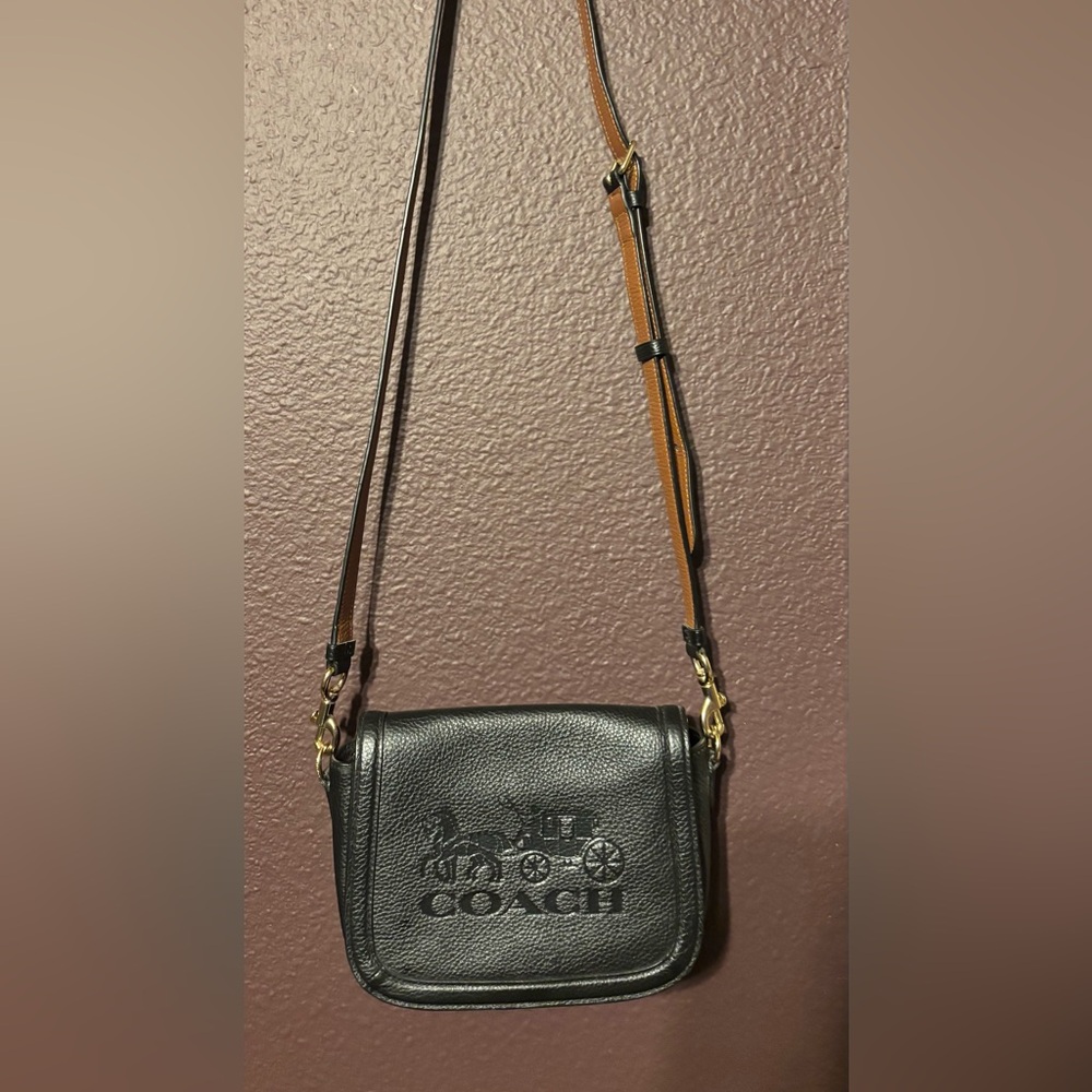 Coach saddle bag with horse and carriage